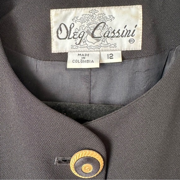 Oleg Cassini Black Tailored Blazer Gold Buttons Classic Old Money Quiet Luxury - Picture 12 of 15